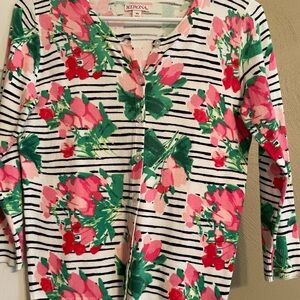 Merona Kids Floral Striped Cardigan - Pink and Green